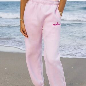Pink Palm Puff Petite Short / XS in Blush sweatpants